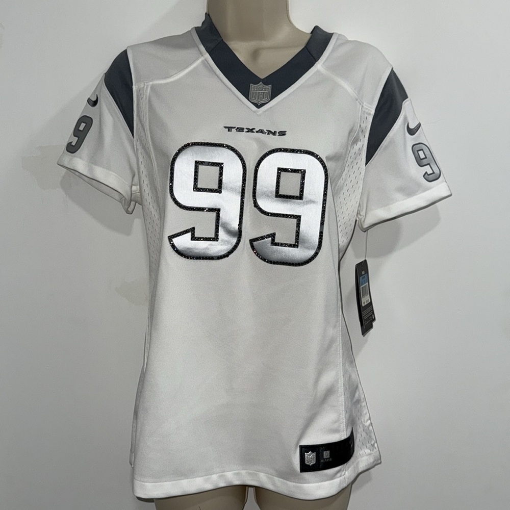 Custom Nike White and Gray Houston Texans Jersey